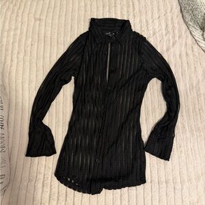 Love Black Sheer Button Down Shirt